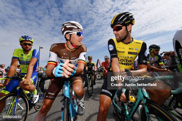 Start / Oliver Naesen of Belgium and Team AG2R La Mondiale / Paul Martens of Germany and Team Lotto Nl - Jumbo / during the 14th BinckBank Tour 2018,...