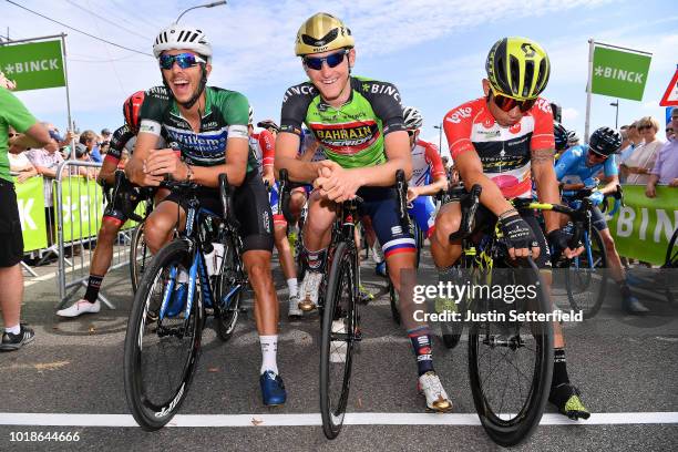 Start / Dries De Bondt of Belgium and Team Veranda's Willems-Crelan Green-Black Combativity Jersey / Matej Mohoric of Slovenia and Team Bahrain -...