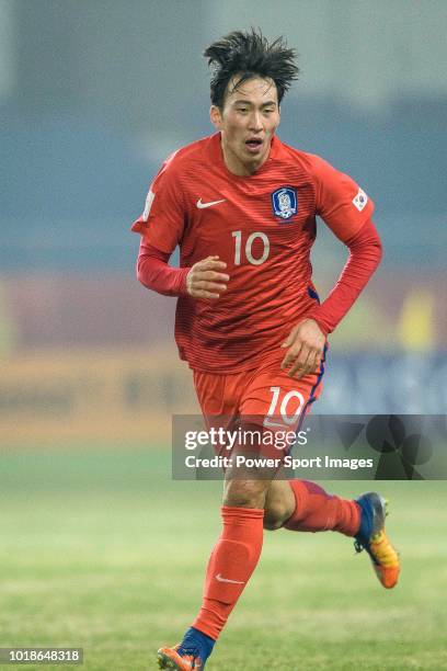 Yoon Seungwon of South Korea in action during the AFC U23 Championship China 2018 Group D match between South Korea and Australia at Kunshan Sports...