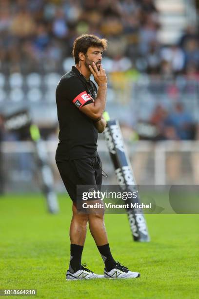 Xavier Garbajosa, headcoach of La Rochelle during the test match between La Rochelle and SU Agen on August 17, 2018 in La Rochelle, France.