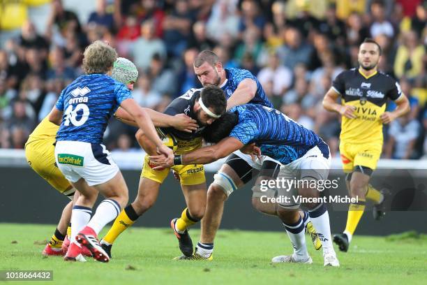 Pierre Aguillon of La Rochelle during the test match between La Rochelle and SU Agen on August 17, 2018 in La Rochelle, France.