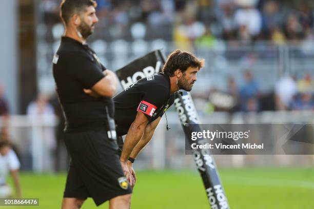 Xavier Garbajosa, headcoach of La Rochelle during the test match between La Rochelle and SU Agen on August 17, 2018 in La Rochelle, France.