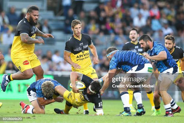 Pierre Aguillon of La Rochelle during the test match between La Rochelle and SU Agen on August 17, 2018 in La Rochelle, France.