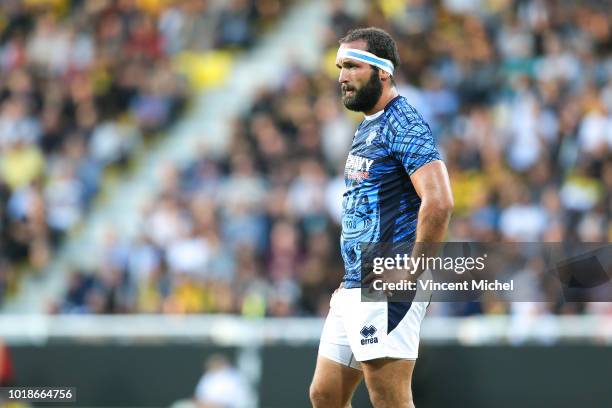 Tamaz Mchedlidze of Agen during the test match between La Rochelle and SU Agen on August 17, 2018 in La Rochelle, France.