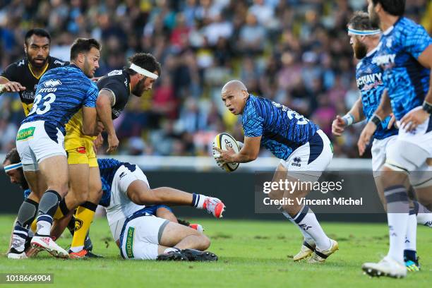 Enrico Januarie of Agen during the test match between La Rochelle and SU Agen on August 17, 2018 in La Rochelle, France.