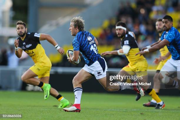 Jake McIntyre of Agen during the test match between La Rochelle and SU Agen on August 17, 2018 in La Rochelle, France.