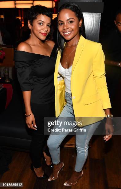 Erica Hamilton and Andrea Hamilton attend "The Bonfyre" Listening Session & Dinner presented by Hitco at King + Duke Restaurant on August 17, 2018 in...