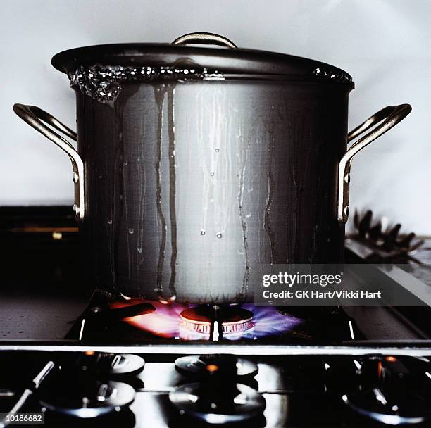 pot on stove boiling over - deckel stock-fotos und bilder