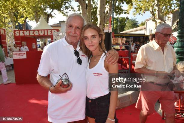 Presenter Patrice Laffont and his daughter actress Mathilde Laffont attend the "Trophee Senequier 2018" at Place des Lices Saint-Tropez On French...