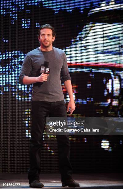 Actor Bradley Cooper attends WWE Monday Night Raw at AmericanAirlines Arena on June 7, 2010 in Miami, Florida.