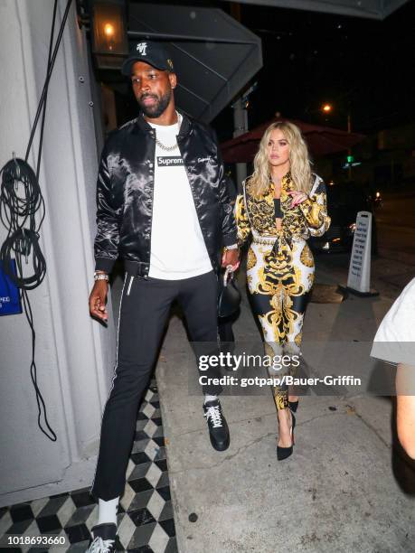 Khloe Kardashian and Tristan Thompson are seen on August 17, 2018 in Los Angeles, California.