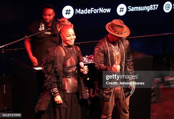 Aktive, Janet Jackson, and Daddy Yankee attend the Janet "Made For Now" Video Release Celebration With Daddy Yankee at The Samsung Experience on...