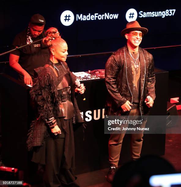 Aktive, Janet Jackson, and Daddy Yankee attend the Janet "Made For Now" Video Release Celebration With Daddy Yankee at The Samsung Experience on...