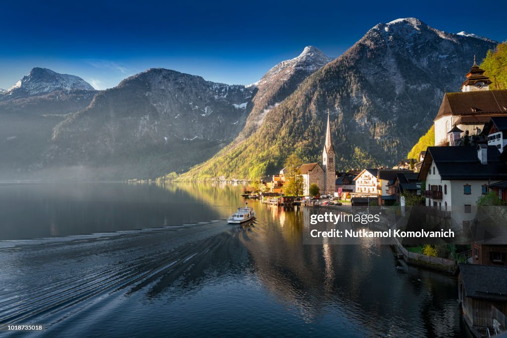 Hallstatt pier Beautiful famous world heritage place