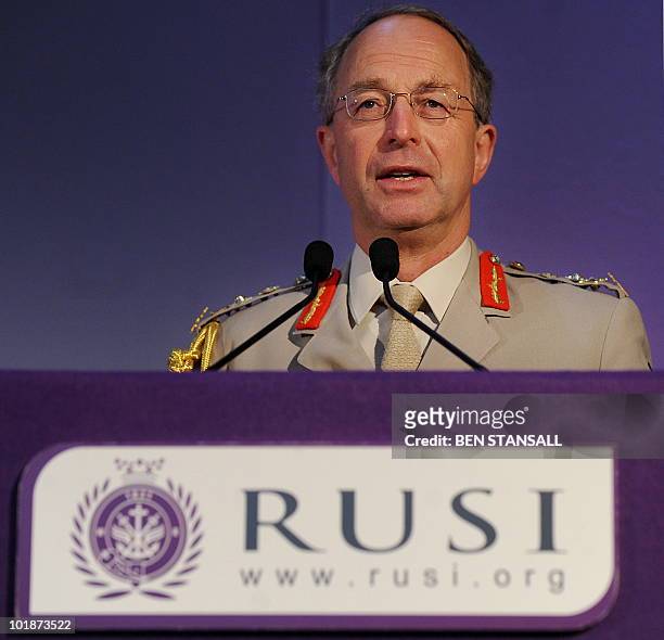 Chief of the General Staff of the British Army, General Sir David Richards, delivers his key note address to the Land Warfare Conference, attended by...