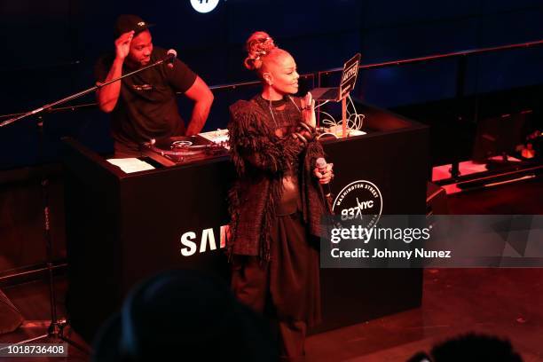 Aktive and Janet Jackson attend the Janet "Made For Now" Video Release Celebration With Daddy Yankee at The Samsung Experience on August 17, 2018 in...