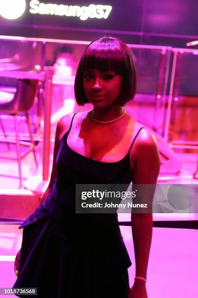 Justine Skye attends the Janet "Made For Now" Video Release Celebration With Daddy Yankee at The Samsung Experience on August 17, 2018 in New York...