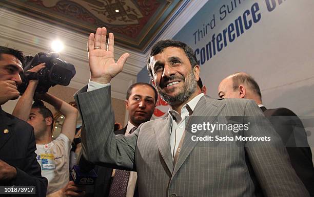 Iran's President Mahmoud Ahmadinejad attends in the Interaction and Confidence Building Measures Conference in Asia at Ciragan Palace on June 7, 2010...