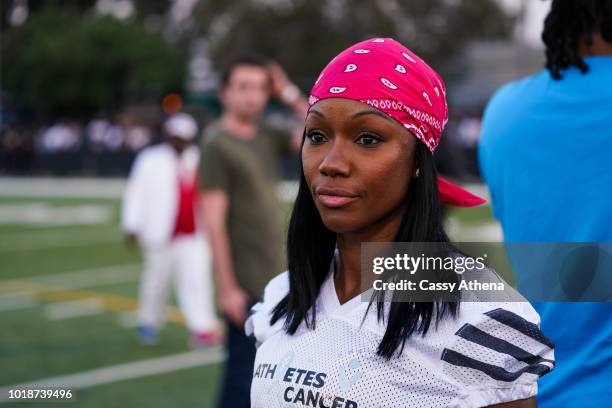 Carmelita Jeter attends the 5th Annual Athletes vs. Cancer celebrity flag football game hosted by Matt Barnes and Snoop Dogg on August 12, 2018 in...