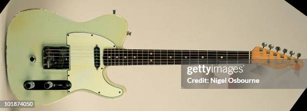 Studio still life of a 1964 Fender Telecaster 'B' Bender guitar, photographed in the United Kingdom.