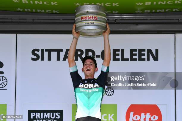 Podium / Gregor Muhlberger of Austria and Team Bora-Hansgrohe / Celebration / Beer / during the 14th BinckBank Tour 2018, Stage 6 a 182,2km stage...