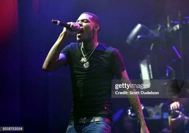 Rapper Bandhunta Izzy performs onstage as a special guest at The Novo by Microsoft on August 17, 2018 in Los Angeles, California.