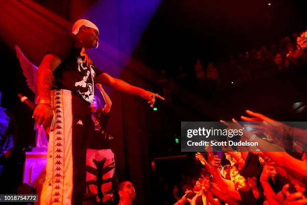 Rapper Ski Mask the Slump God performs onstage at The Novo by Microsoft on August 17, 2018 in Los Angeles, California.