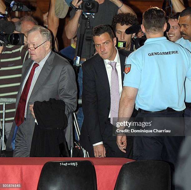 Futures trader Jerome Kerviel arrives with his lawyer Olivier Metzner at the Palais de Justice court on June 8, 2010 in Paris, France. Kerviel faces...