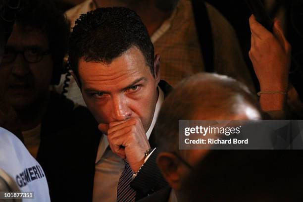 Future trader Jerome Kerviel arrives with his lawyer Olivier Metzner at the Palais de Justice court on June 8, 2010 in Paris, France. Kerviel faces...