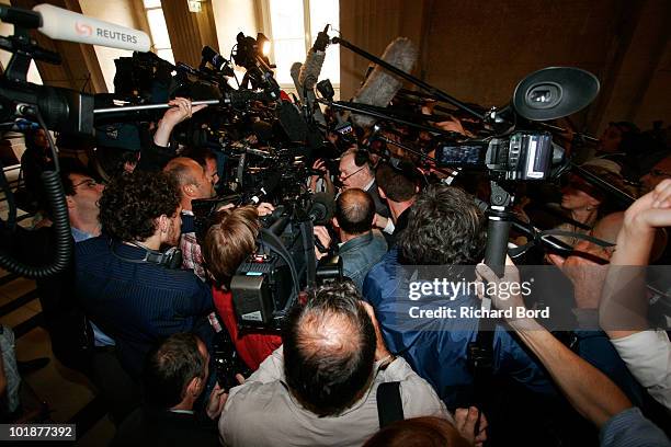 Future trader Jerome Kerviel arrives with his lawyer Olivier Metzner at the Palais de Justice court on June 8, 2010 in Paris, France. Kerviel faces...