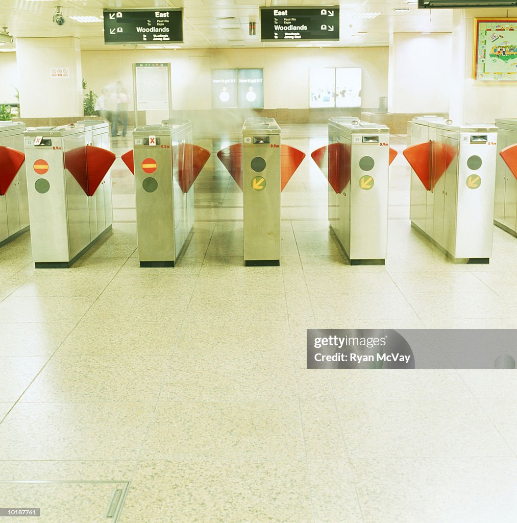 Ticket barriers at subway entrance, singapore