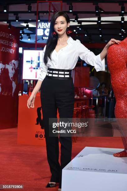 Actress/model Lin Chi-ling promotes Armani Box pop-up store on August 14, 2018 in Taipei, Taiwan of China.