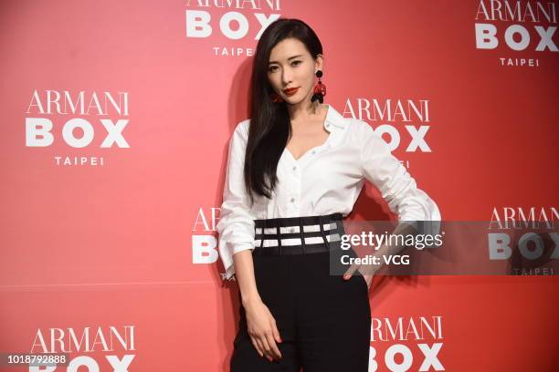 Actress/model Lin Chi-ling promotes Armani Box pop-up store on August 14, 2018 in Taipei, Taiwan of China.