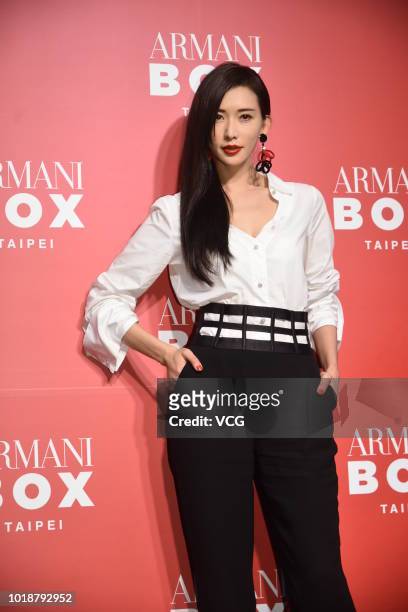 Actress/model Lin Chi-ling promotes Armani Box pop-up store on August 14, 2018 in Taipei, Taiwan of China.