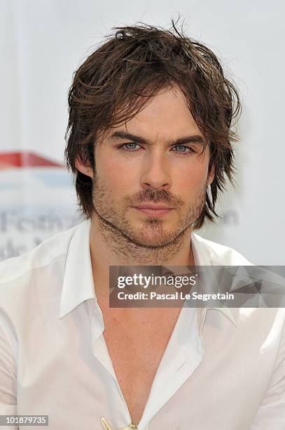 Actor Ian Somerhalder poses during a photo call for the TV series "The Vampire Diaries" during the 2010 Monte Carlo Television Festival held at...