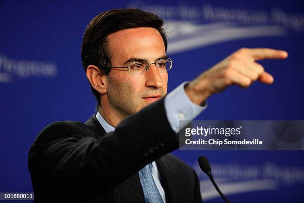 Office of Management and Budget Director Peter Orszag takes questions from the audience after delivering remarks at the Center for American Progress...