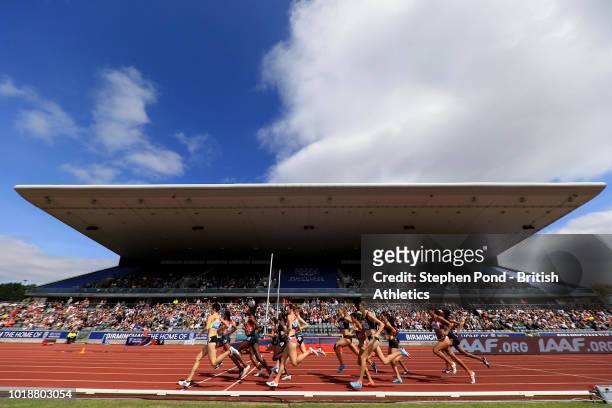 View of the Women's 1500m during the Muller Grand Prix Birmingham IAAF Diamond League event at Alexander Stadium on August 18, 2018 in Birmingham,...