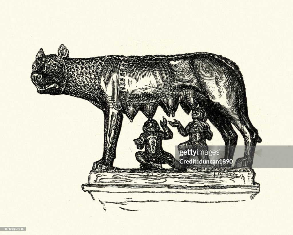 La Lupa Capitolina (Capitolium varg), Romulus och Remus