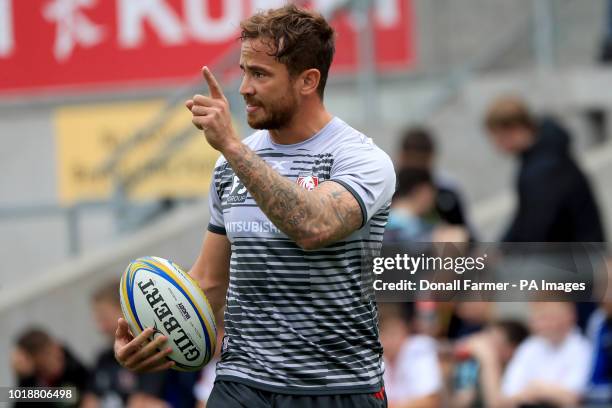 Gloucester's Danny Cipriani during the warm up ahead of the pre-season friendly match at the Kingspan Stadium, Belfast.