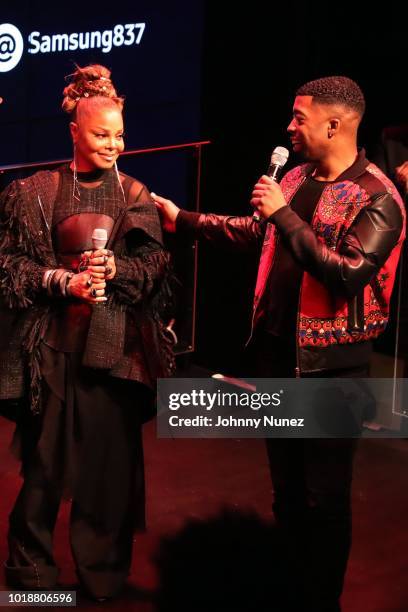 Janet Jackson and Joey Harris attend the Janet "Made For Now" Video Release Celebration With Daddy Yankee at The Samsung Experience on August 17,...