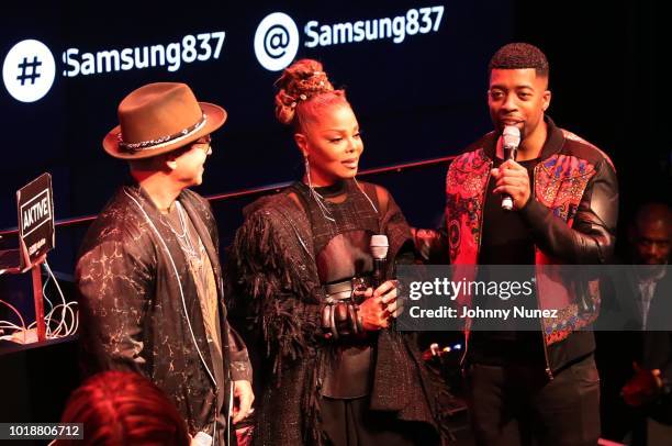 Daddy Yankee, Janet Jackson, and Joey Harris attend the Janet "Made For Now" Video Release Celebration With Daddy Yankee at The Samsung Experience on...