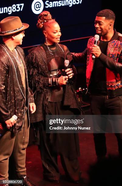 Daddy Yankee, Janet Jackson, and Joey Harris attend the Janet "Made For Now" Video Release Celebration With Daddy Yankee at The Samsung Experience on...