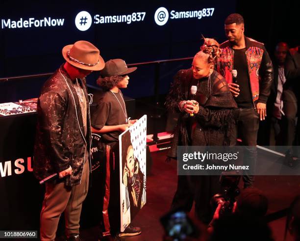 Daddy Yankee, Tyler Gordon, Janet Jackson, and Joey Harris attend the Janet "Made For Now" Video Release Celebration With Daddy Yankee at The Samsung...