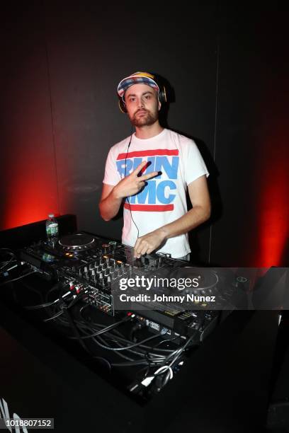Statik Link spins at the Janet "Made For Now" Video Release Celebration With Daddy Yankee at The Samsung Experience on August 17, 2018 in New York...