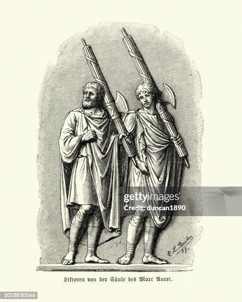 illustrations, cliparts, dessins animés et icônes de licteurs romaine antique de la colonne de marcus aurelius - garder