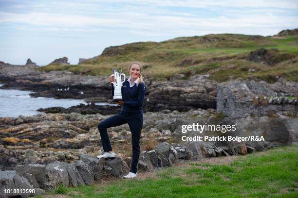 Emma Spitz from Austria, winner of the Girls' British Open Amateur Championship at Ardglass Golf Club on August 18, 2018 in Ardglass, Northern...