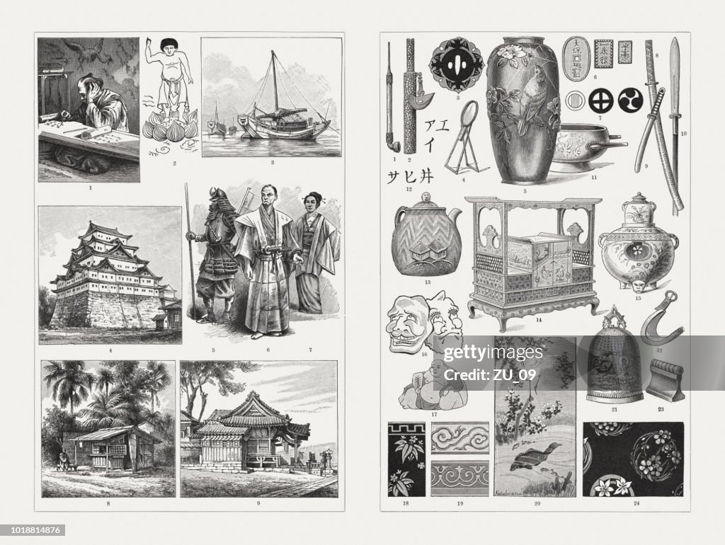 Japanese culture, wood engravings, published in 1897