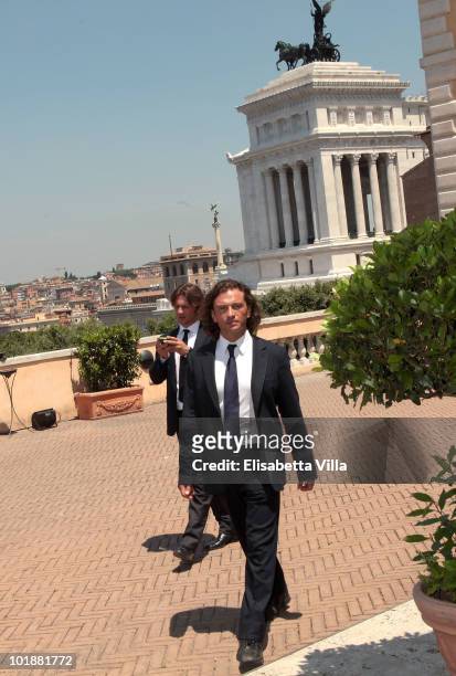 Manuele Malenotti and Michele Malenotti appear at the Terrazza Caffarelli on June 8, 2010 in Rome, Italy. The event is hosted by Belstaff in...