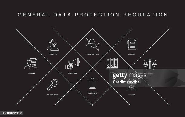 ilustrações, clipart, desenhos animados e ícones de dados gerais do regulamento de proteção linha ícones - gdpr