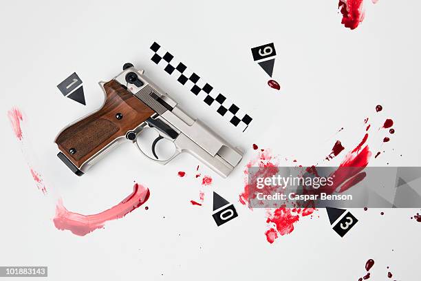 a crime scene - blood stain stockfoto's en -beelden
